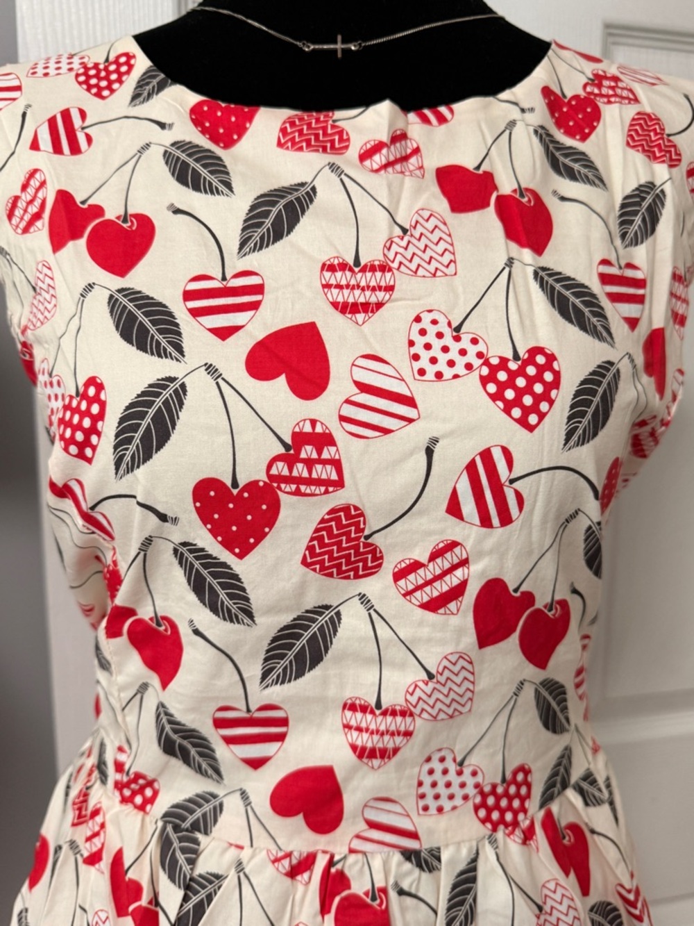 Tulip B Heart Cherry Print Cotton Midi Dress XL NWT Retro Cottagecore - Picture 7 of 8